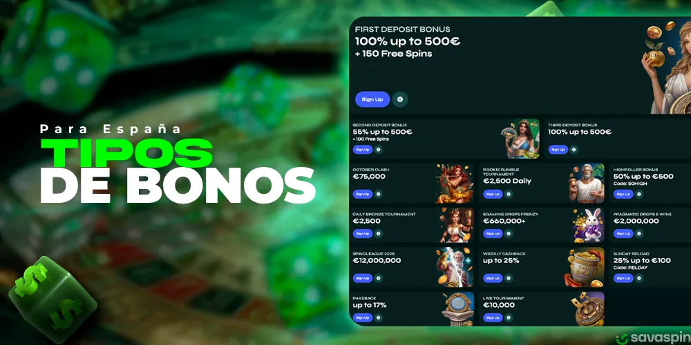 Tipos de bonificaciones para los jugadores